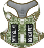 Light Dog Harness for Small Sized Dog Breeds, No Pull Pet Harness with 2 Leash Clips, Adjustable Soft Padded Dog Vest, Reflective Pet Oxford Vest, Puggle, Terriers, Beagle, Green Ethnic, Small