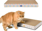 Cats Rock Scratching Board for Indoor Cats, Corrugated Cardboard Cat Scratcher with Catnip, Double-Sided Scratch Pad, Rectangle Scratcher Stripes and Icons Design (Pack of 2)