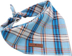 Lionet Paws Dog Bandana for Small Medium Large Dogs, Cat Kerchief Blue Plaid, Triangle Bibs Scarf for Girl or Boy