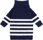 Fitwarm Dog Striped Knitted Sweater, Thermal Turtleneck Pet Coat, Dog Winter Clothes for Small Dogs Boy Girl, Cat Apparel, Blue, Small