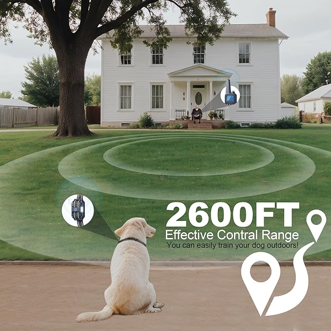Shock Collar with Remote, Dog Training Collar, 4 Training Modes with Beep, Vibration, Safe Shock, Led Light, 2600 ft Wireless Range, Rechargeable for 3 Dogs, Small Medium Large 5-120Lbs