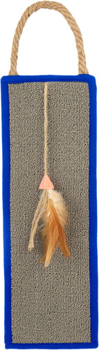 SmartyKat Clever Claws Carpet & Burlap Hanging Cat Scratch Mat - Brown/Gray with Blue Trim, One Size