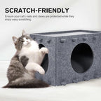 Cat Bed for Indoor Cats, Cat House for Large & Multiple Cats, Foldable Cat Bed Cave, Peekaboo Cat Hideaway, 23.6x15.8x11.8 inch, Medium Gray