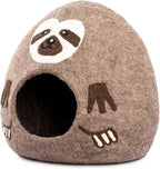 Luxurious Merino Wool Cat Cave - Foldable Hideaway Pod for Indoor Cats - Premium Felt Kitten Pet Enclosure - Covered Cat House for Ultimate Cozy Comfort by Woolygon (Sloth)