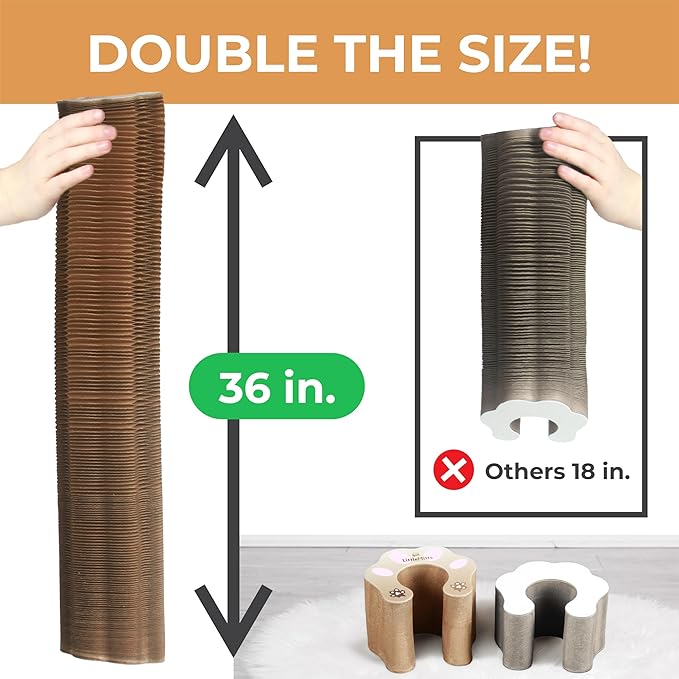 2X Magic Organ Cat Scratcher Board Toy with Bell Ball and Catnip - Longer, Stretchier Accordion Cardboard Scratching Pad with 4 Strong Magnets - Interactive Fun and Enrichment for Indoor Cats