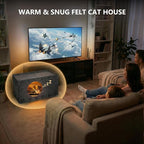Cat Bed for Indoor Cats, Cat House for Large & Multiple Cats, Foldable Cat Bed Cave, Peekaboo Cat Hideaway, 23.6x15.8x11.8 inch, Medium Gray