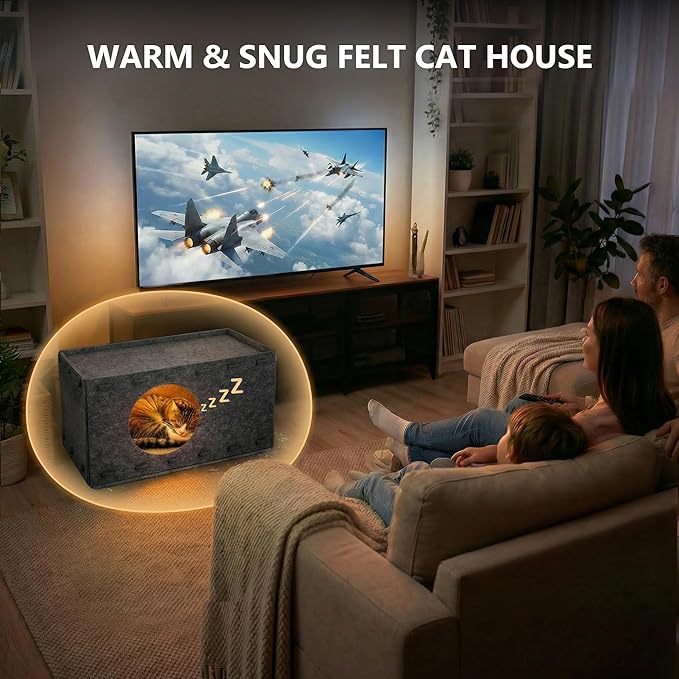 Cat Bed for Indoor Cats, Cat House for Large & Multiple Cats, Foldable Cat Bed Cave, Peekaboo Cat Hideaway, 23.6x15.8x11.8 inch, Medium Gray