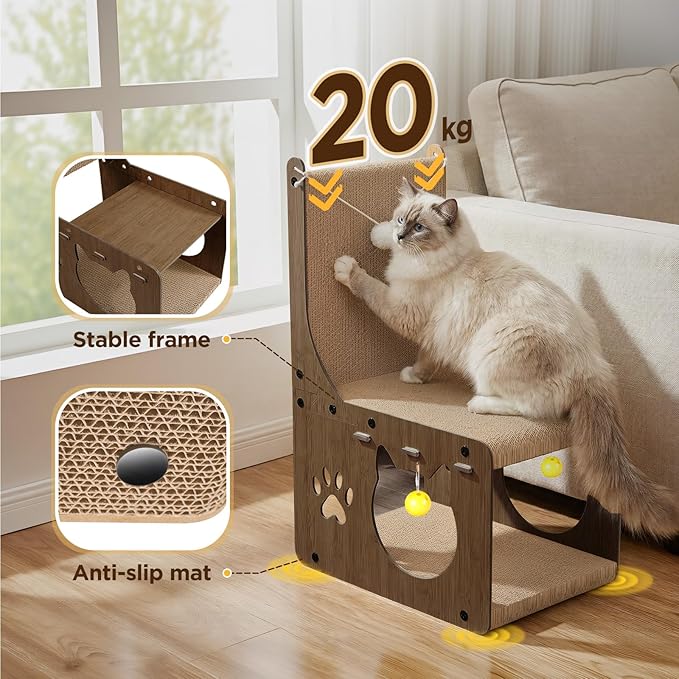Gimars Walnut Chair Cat House, MZB-HCS-H