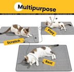 Cat Scratcher Mat,Natural Sisal Cat Scratch Pad with Hook&Loop Tape,Horizontal Floor Kitty Scratching Pads Rug for Indoor,Cat Furniture Protector for Couch&Carpets&Sofas, Medium, Grey, 2 Pack
