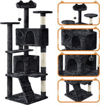 Topeakmart 61in Cat Tree for Indoor Cats, Cat Tower with Scratching Posts Spacious Perch & Platform for Kittens, Black