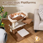 PETSITE 28-inch Small Cat Tree, Multi-Level Modern Cat Tree Tower with Sisal Scratching Posts, Multiple Jumping Platforms, and Soft Spacious Top Perch, Ideal for Elder Cats