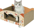 Large Heavy Duty Cardboard Cat Scratcher Box and Cat Bed with Refillable Scratch Pad - Perfect for Indoor Cats - Cozy and Durable