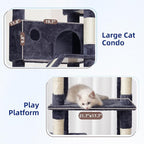 Cat Tree for Large Cats, 78.7"(200cm) Tall Cat Tower for Indoor Cats Multiple Cats with Large Top Perch, Cat Condo, Cat Hammcok, Cat Scratching Post, Dark Gray GCT031G
