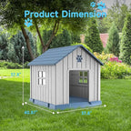 VIXZEN Dog House Outdoor, 38 Inches Weatherproof Resin Dog House Indoor Large with Air Vents & Elevated Floor, Doghouse Outdoor for Large Dogs, Easy Assembly, Versatile Storage Functionality (Blue)