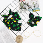 E-Clover St Patrick Dog Bandana Boy & Matching Scrunchie-Shamrock Dog Bandanas Irish Pet Scarf Bib for Medium Large Dogs Girl Owner Gift Dark Green