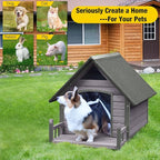 Dog House Outdoor,Dog Kennel Outside for Large Breed, Weatherproof Large Dog Shelter with Anti-Chewing Iron Frame (Grey-N, 45" D x 32.9" W x 32.6" H)