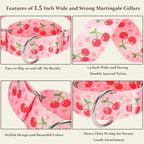 Martingale Dog Collar 1.5 Inch Wide - Pink Cherry Blossom Adjustable Nylon No-Pull Training Collar for Large Dogs, Secure Design for Walking, Hunting & Outdoor Use (Medium)