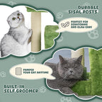Magshion 32" Cat Tree for Kittens and Senior Cats, Leaf-Themed Small Cat Tower with Scratching Posts, Cozy Condo, Low Perch & Hanging Toys for Indoor Cats, Space-Saving Cat House, Green