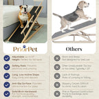 Dog ramp for Bed - PRIORPET Birchwood Adjustable Ramp for Dogs to Get on Bed: Dog ramps for High Beds up to 37 Inches – Foldable Ramp, Anti-Slip Grip & Safety Rails, Small Dogs Up to 120lbs – Natural