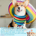 2 Pcs Mexican Dog Bandana Cinco De Mayo Fiesta Dog Costume Summer Mexican Pet Triangle Bib Adjustable with Pom Poms for Small Medium Pets Cats