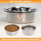Neater Pet Brands Stainless Steel Dog Bowls with Non-Slip Rubber Bottom – Set of 2, 4 Cup (32 oz), Tan - Heavy Duty Metal Dog Bowl, Dishwasher Safe, Food or Water Bowl, Ideal for Medium Dogs