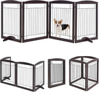 Yaheetech Extra Wide Dog Gate Freestanding Pet Gate for Dogs,Foldable Puppy Fence with Support Feet Suitable for Doorway, Stairs,98 in Wide 32 in Tall (4-Panel,Espresso)
