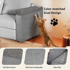 Cat Scratch Protector for Sofa - Larger Couch Protector from Cat Claws Fit for Both Arm Side of Sofa,Couch Corner Scratcher with Expanded Coverage Color-Matched Sisal Pad Universal Fit (Dark Grey)