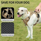 HEELE Dog Harness, Dog Harness for Small Medium Large Dogs No Pull Adjustable Padded Reflective Harness with Handle for Walking Training, Brown, XL