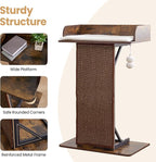 Modern Wood Cat Tree Tower for Indoor Large Cats, 33.8-Inch Tall Wooden Cat Trees with Big Perch Bed, Cat Scratching Pads, Washable Removable Cushions and Scratching Mat, Cat Furniture, Rustic Brown