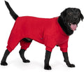 cyeollo Dog Pajamas for Medium to Large Sized Dogs Fleece Dog Pjs Warm Doggie Onesie Jumpsuit Stretchable Winter Coat Pet Clothes Girl Boy, Color Red