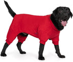 cyeollo Dog Pajamas for Medium to Large Sized Dogs Fleece Dog Pjs Warm Doggie Onesie Jumpsuit Stretchable Winter Coat Pet Clothes Girl Boy, Color Red
