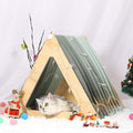 Petsfit Cat Houses for Indoor Cats,Modern Style Wood Cat House with Soft Mat,Portable&Easy Assembly(Triangle)