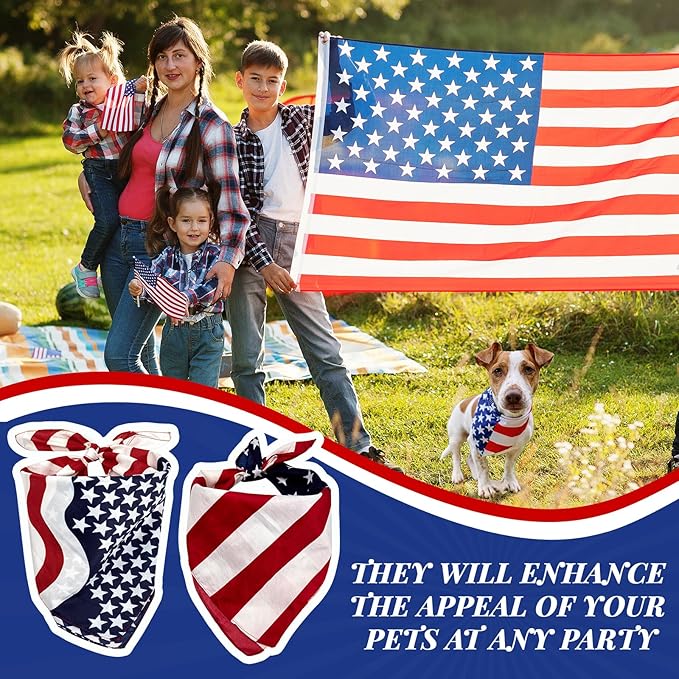 GOLD HONEY 2PCS American Flag Dog Bandanas Reversible in Box, Patriotic Dog Scarves for Large Dogs, 4th of July Memorial Day Pet Scarf, USA Flag Bandana Pet Accessories