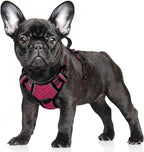 BARKBAY No Pull Dog Harness Large Reflective Dog Harness with Front Clip and Easy Control Handle for Walking Training Running with ID tag Pocket(Pink/Black,S)
