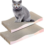 Wavy cat Scratch Board, Made eco-Friendly Corrugated Paper, pet cat Toy, Indoor cat Scratch pad, usable on Both Sides (2pcs)