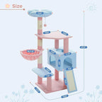 47.3" Flower Cat Tree, Multi-Level Cat Tower with Sisal Covered Scratching Posts Cute Cat Condo for Indoor Small Medium Cats Top Perch (Blue)