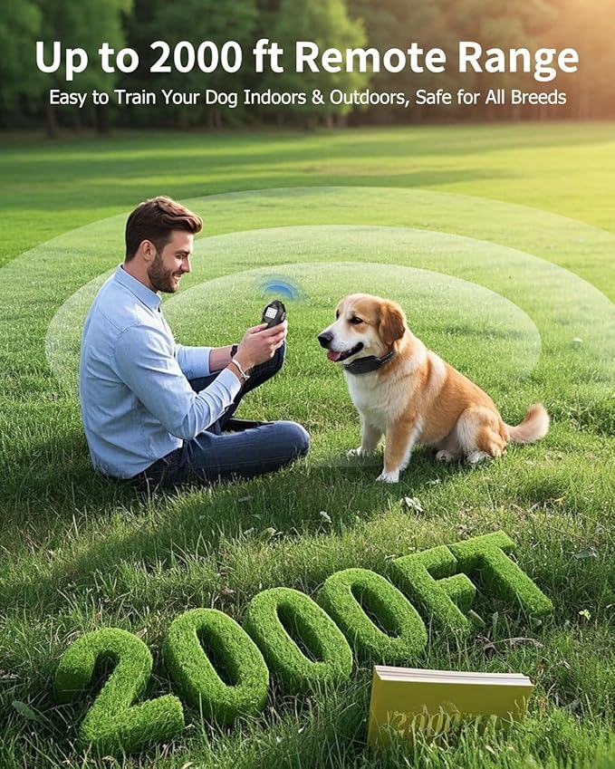 Dog Shock Collar with Remote Control for Dogs 10–120lbs, IPX7 Waterproof Dog Training Collar with Security Lock, 4 Safe Training Modes, Rechargeable Long Battery Life for Small Medium Large Dogs Gray