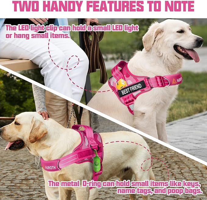AUROTH Dog Harness and Leash Set, Soft Padded Service Dog Vest with 5.25FT Dog Leash, No Choke, Easy On Pet Vest, Adjustable Reflective No Pull Dog Harness Small Sized Dog, Easy Walking and Training