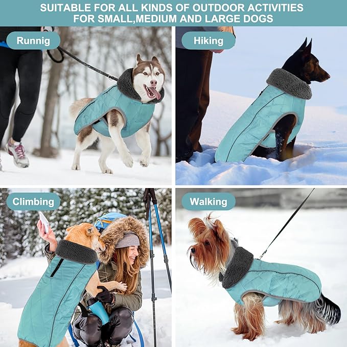 Doglay Dog Coat, Waterproof Dog Jacket Pet Winter Coat for Cold Weather with Thicken Furry Collar, Reflective Puppy Winter Jacket Warm Fleece Lining for Small Medium Large Pets