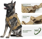 WINGOIN Tactical Dog Harness for Medium Dogs, Heavy Duty No Pull Dog Harness with Handle, Adjustable Reflective Military K9 Pet Vest for Pitbull, Female, Male, Walking, Training, Hunting, Khaki (M)