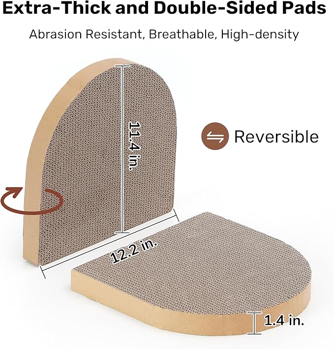 FUKUMARU Cat Scratcher, 24 Inch Sofa Shape Cat Scratching Bed, Reversible Detachable Cats Scratching Board, Round Cats Scratch Pads Refill Indoor, Beige