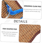 Fish Shaped Cat Scratching Pad Natural Sisal Hanging Protector for Furniture Claw Grinding Mat Eco-Friendly Cat Toy 20.86X5.23X1.18In