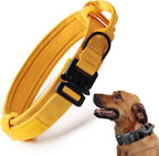 Tactical Dog Collar, Adjustable Military Training Nylon Dog Collar with Control Handle and Heavy Quick-Release Metal Buckle for Small Medium Large Dogs, Yellow M