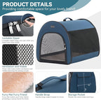 PETSFIT Collapsible Dog Crate, Dog Travel Crate - 26.5 Inch Lightweight, Roomy, Easy to Set Up, Portable Pop Up Dog Carrier with Thick Mat, Sturdy Soft Sided Dog Crate, Navy Blue