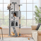 Topeakmart Cat Tree, 80-Inch Cat Tower Cat Condo with Scratching Posts, Padded Perches and Ladder, Cat Stand House Furniture, Light Gray