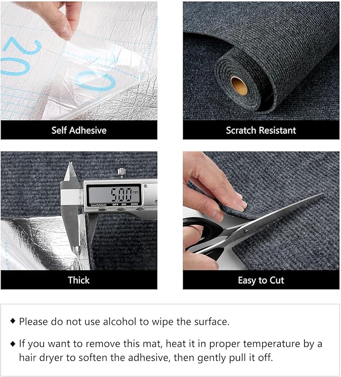 LaCheery 15.8"x79" Couch Cat Scratch Protector Cat Scratch Deterrent for Furniture Protectors from Cats Scratching Mat for Indoor Cats Floor Wall Corner Sofa Pet Protector Cover Self Adhesive Pad Gray