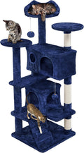 Topeakmart 54in Cat Tree, Cat Tower w/Large Cat Condo Scratching Posts and Perch, Cat Stand House Furniture, Navy Blue