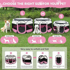 Pink Dog Cat Playpen, Puppy Pet Playpen Indoor for Small Dog Crate Tent Cage Outdoor, Portable Pop Up Dogs Enclosure Kennel with Carrying Case for Dogs/Cats/Rabbits
