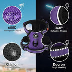 NESTROAD No Pull Dog Harness,Adjustable Oxford Dog Vest Harness with Leash,Reflective No-Choke Pet Harness with Easy Control Soft Handle for Small Medium Dogs(Medium,Purple)