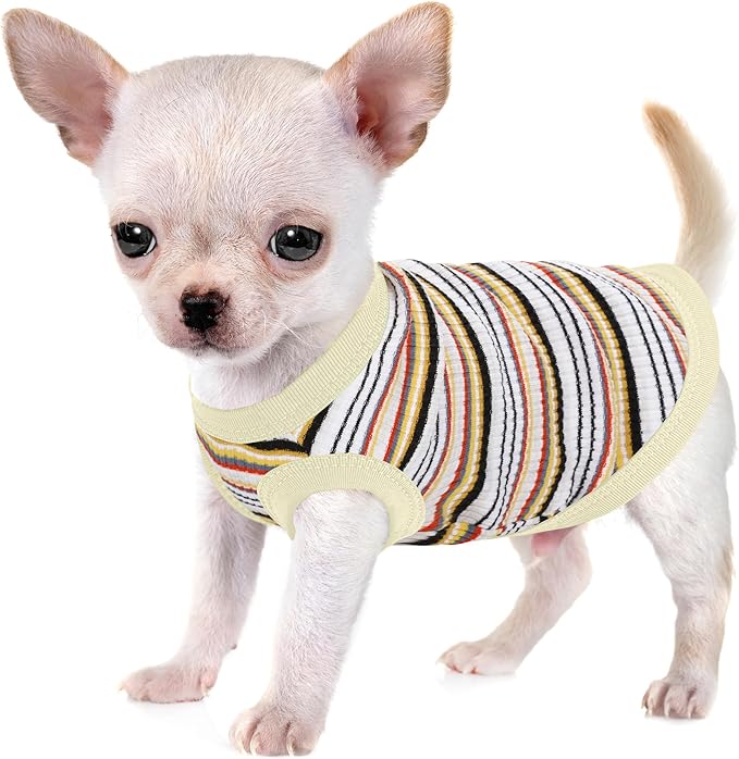 Elevate Your Pet's Comfort and Fashion: Premium 100% Cotton Rib Dog Shirt Vest for Small Breeds Like Chihuahuas, Yorkies, and Puppies .Year-Round Style with Tank-Style Puppy Attire White X-Small